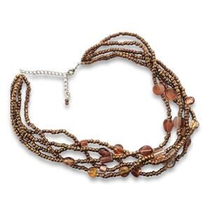 Copper tone and brown multi-strand necklace